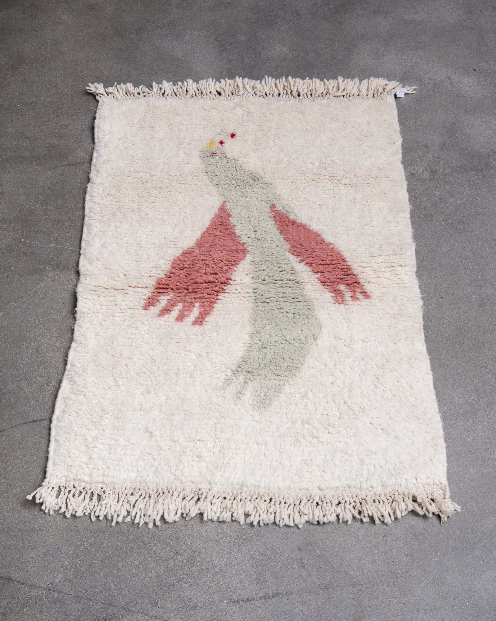 Modern, designer, handcrafted Berber rug from Morocco. Beniourain carpet with beautiful colours and patterns and fluffy wool texture.